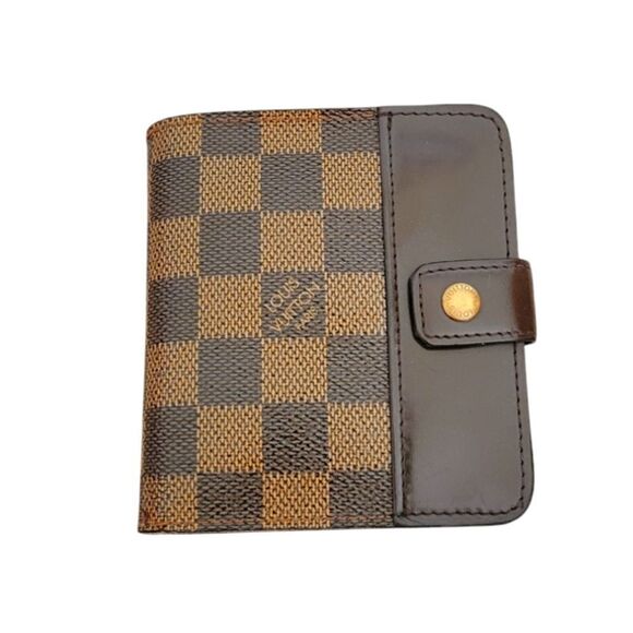LOUIS VUITTON Compact Zipper Wallet Damier  Ebene Bifold Wallet - Picture 1 of 14